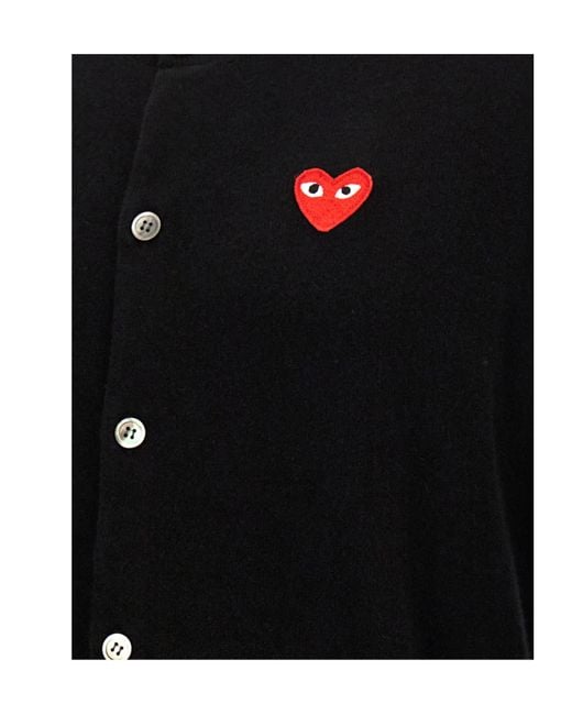COMME DES GARÇONS PLAY Black Heart-Logo Button Cardigan for men