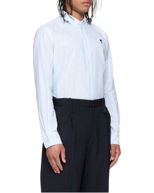 AMI White Stripe Cotton Adc Shirt for men
