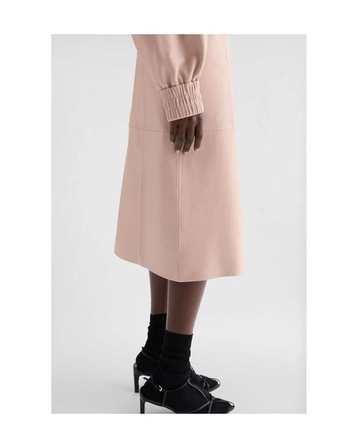 Jil Sander Pink Midi Leather Skirt