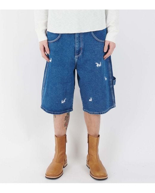Carne Bollente Blue Denim Shorts With Belt Loops for men