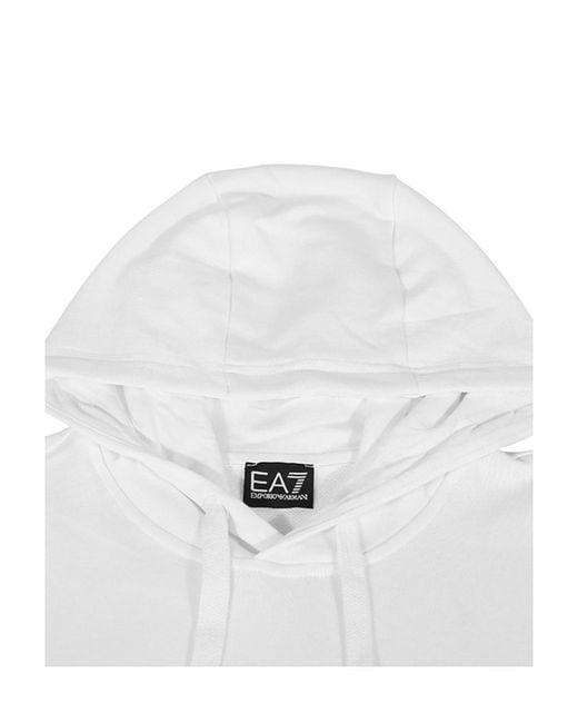 Emporio Armani White Logo Hooded Sweater for men