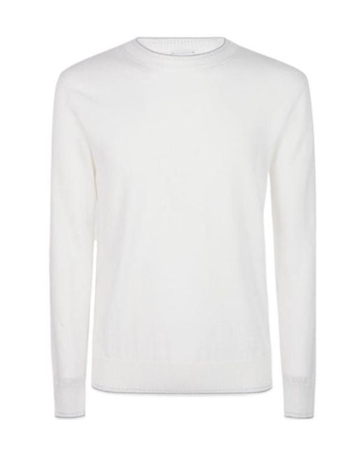 Eleventy White Maglia Girocollo Lana for men