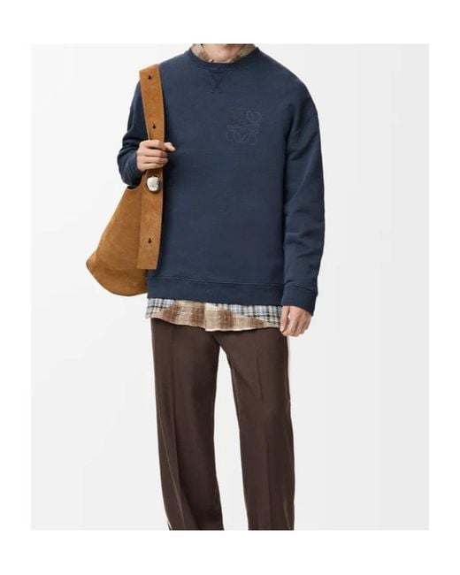 Loewe Blue Anagram-Detail Cotton Sweatshirt for men
