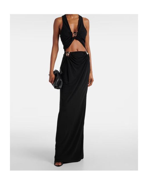 Christopher Esber Black Duo Bezel Quartz Jersey Maxi Dress