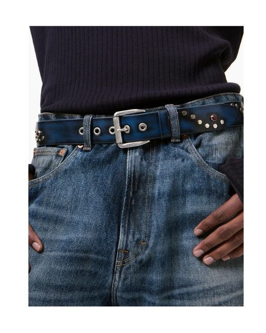 Our Legacy Blue Vortex Leather Belt for men