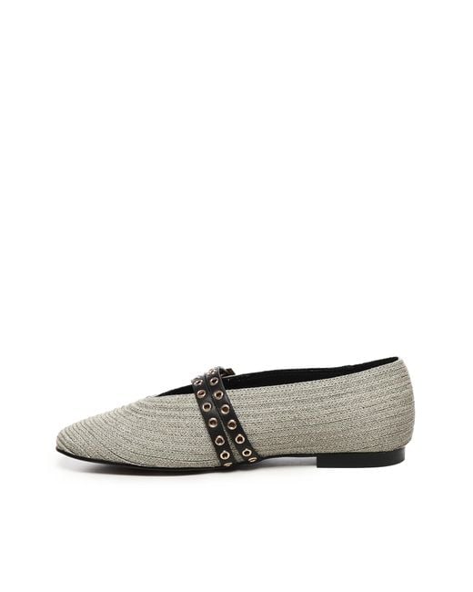 Bibi Lou Gray Buckled Tapered Flat Shoes