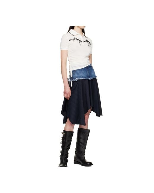 ANDERSSON BELL White Bow-Detail Polo Top