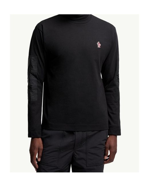 Moncler Blue Logo Cotton Long Sleeve T-Shirt for men