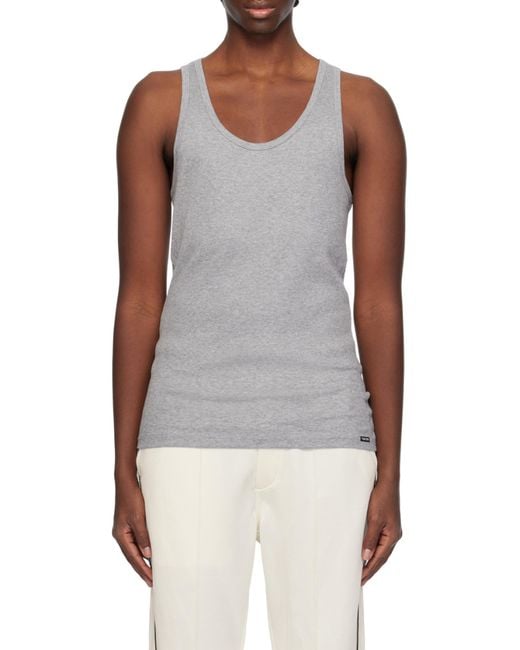 Tom Ford Gray Ribbed Crewneck Tank Top for men