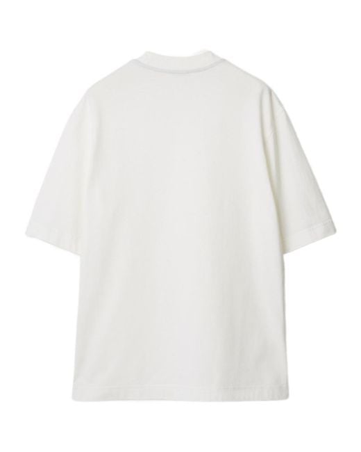 Burberry White Logo-Appliqué Cotton T-Shirt