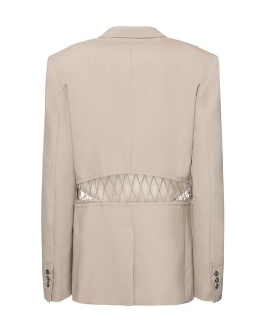 Dion Lee Natural Single-Breasted Wool Interwoven Suit Jacket