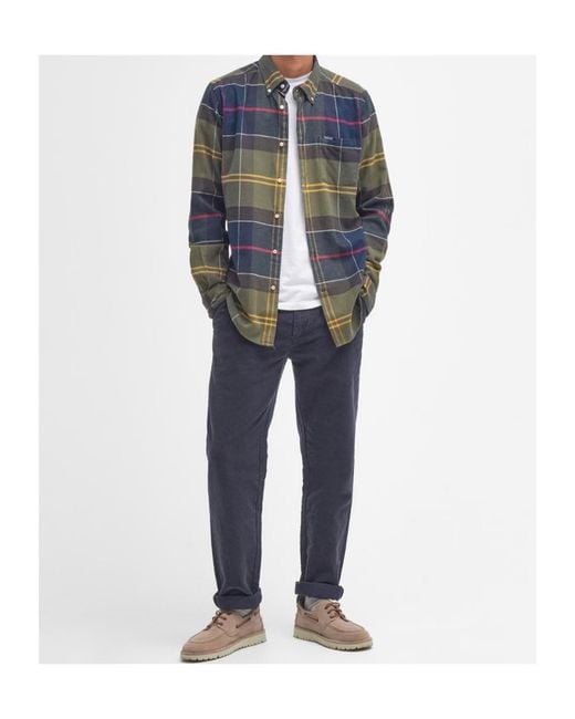 Barbour Blue Edderton Long Sleeve Patterned Shirt for men