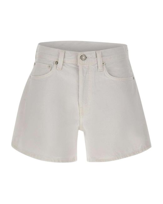 Agolde Gray Parker Long High-Rise Denim Shorts
