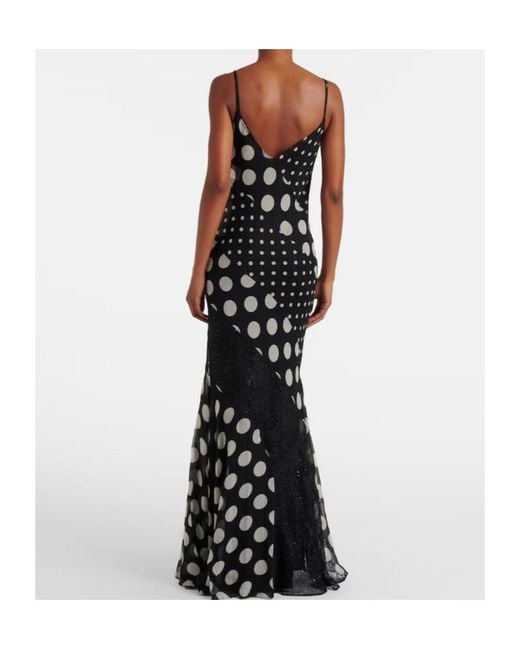 Nina Ricci Black Polka-Dot Silk Maxi Dress