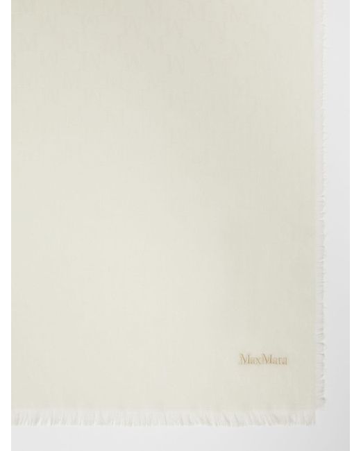 Max Mara White Magico Frayed Edge Scarf
