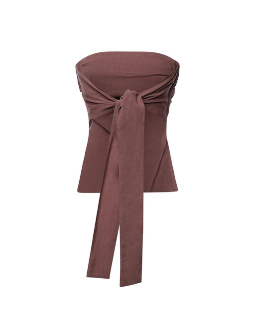 Ottod'Ame Purple Ottod'Ame Draped Strapless Tie-Back Top