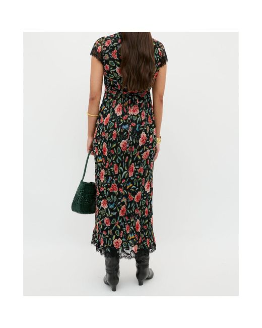 Rixo Black Rose-Print Dress