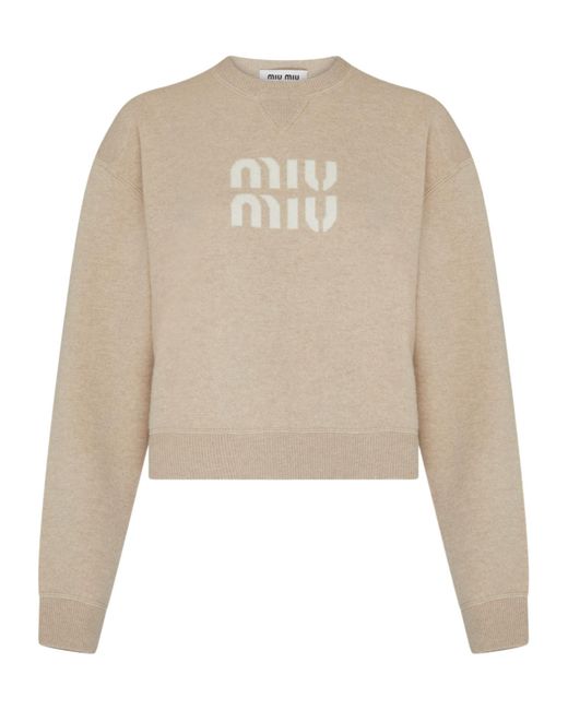 Miu Miu Natural Long-Sleeved Sweater