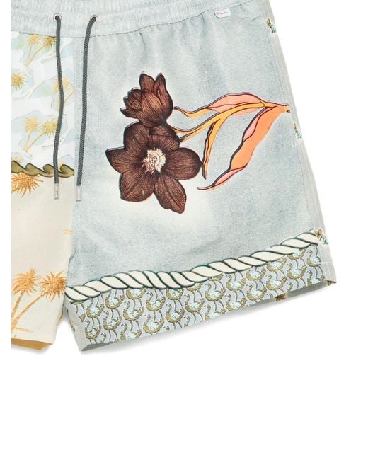 Paul Smith Metallic Floral-Print Clear Sea Swim Shorts for men