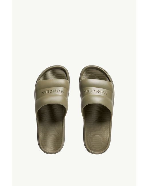 Moncler Green Altive Logo Detailed Slides for men