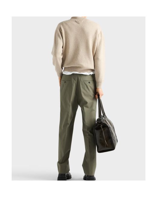 Prada Natural Triangle-Logo Ribbed Sweater for men