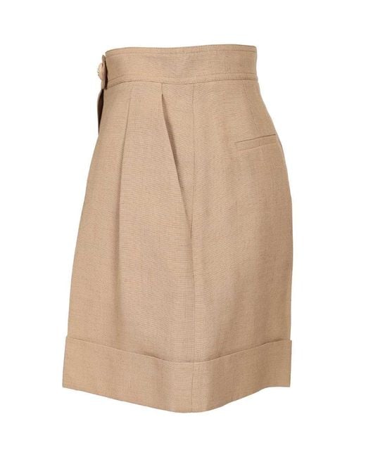 Valentino Natural Button Detailed Turn-Up Hem Shorts