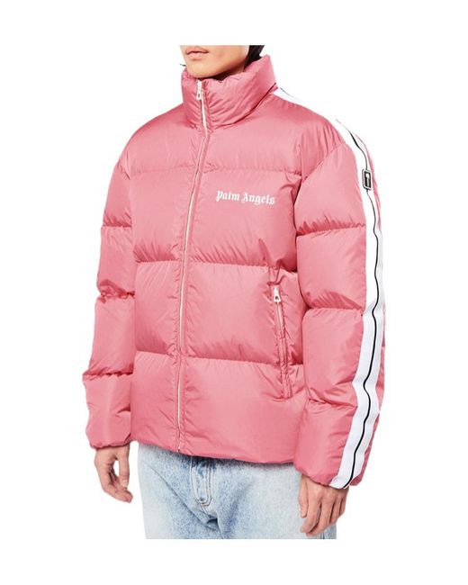 Palm Angels Pink Side Stripe Padded Jacket for men