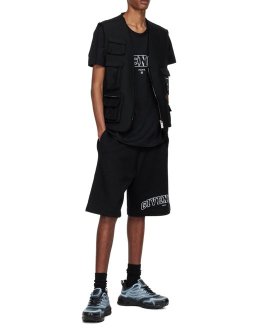 Givenchy Black Logo Printed Elastic Waist Shorts for men