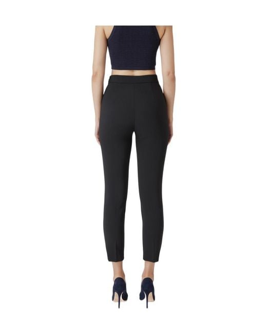 Elisabetta Franchi Black Straight-Leg Zip Detailed Crepe Trousers