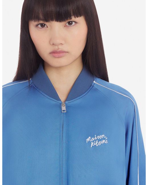 Maison Kitsuné Blue Maison Kitsuné Teddy Logo Embroidered Satin Bomber Jacket