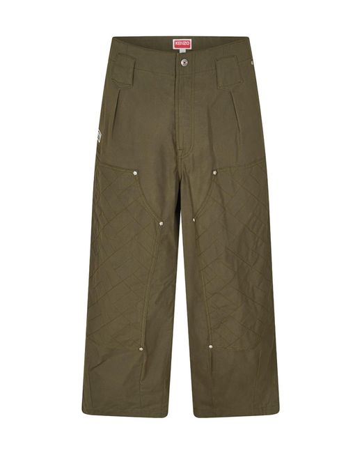 KENZO Green Workwear Wide-Leg Trousers for men