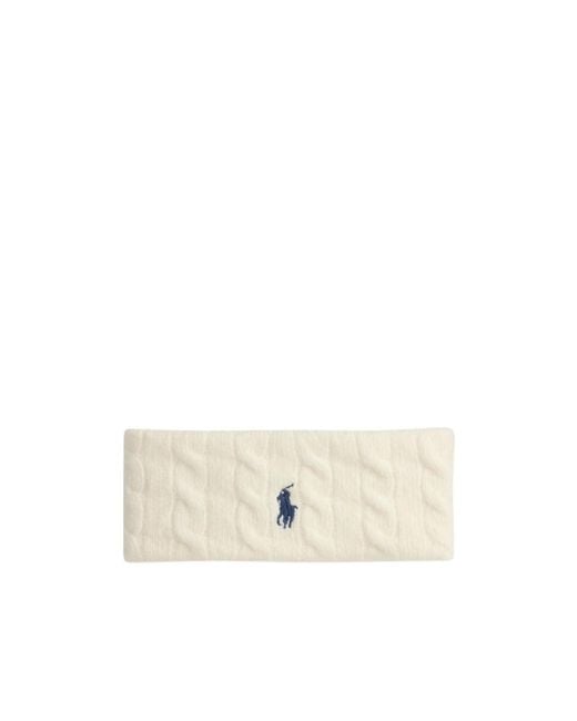Polo Ralph Lauren White Cable-Knit Pony Headband