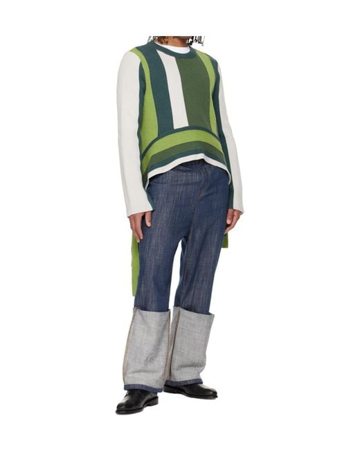 Edward Cuming Blue Turn-Up Drop-Down Jeans for men