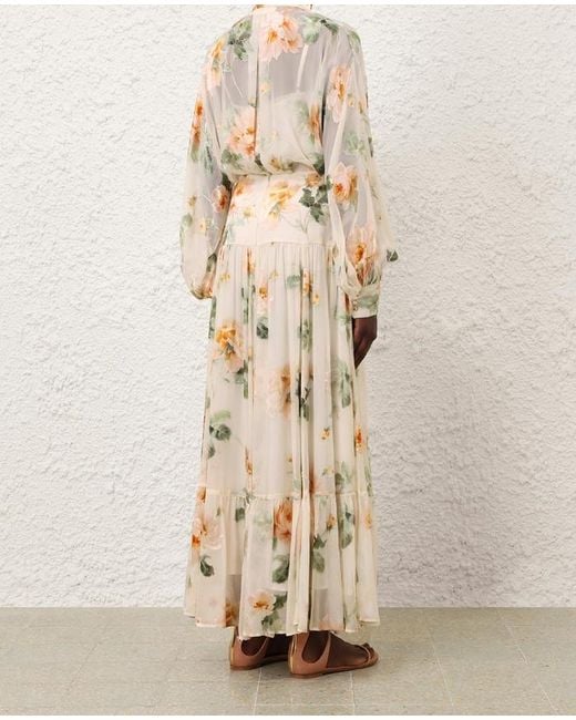 Zimmermann Natural Carousel Burnout Midi Skirt