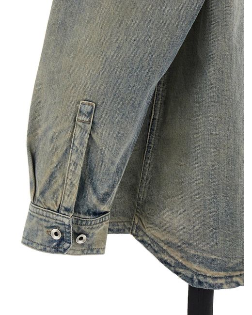 Rick Owens Gray Denim Oversized Overshirt for men
