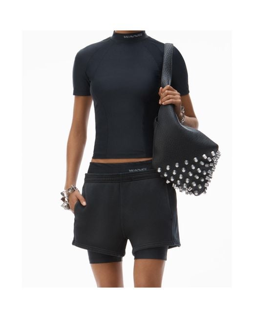 Alexander Wang Black Layered Elasticated-Waist Shorts