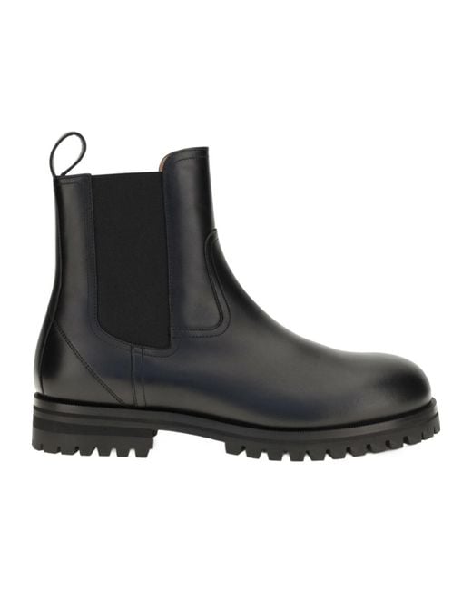 Loro Piana Black Kent Leather Ankle Boots for men