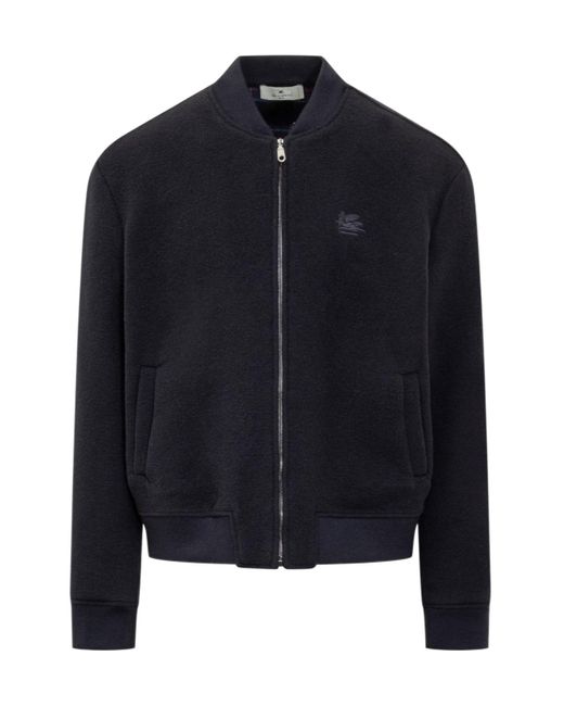 Etro Blue Zipped Bomber Jacket for men