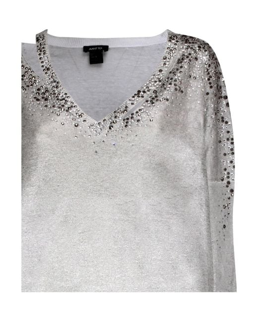 Avant Toi Gray Lurex-Detail Crystal-Embellished Jumper