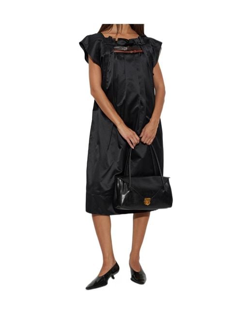 Marni Black Belted Pleated Long Dress