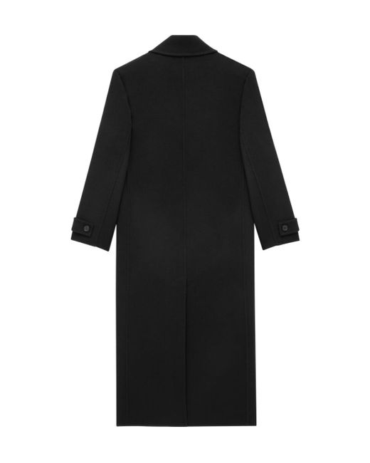 Saint Laurent Black Double-Breasted Long Coat