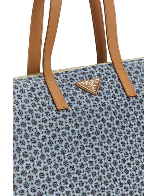 Prada Blue Large Geometric-Pattern Tote Bag for men