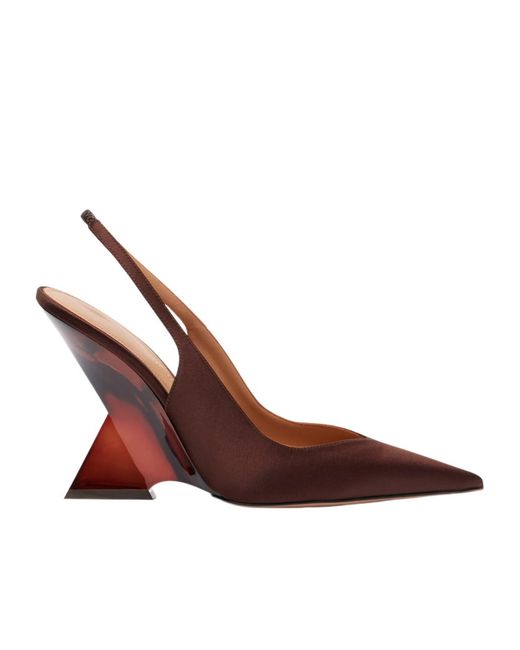 The Attico Brown Satin Wedge Sandals
