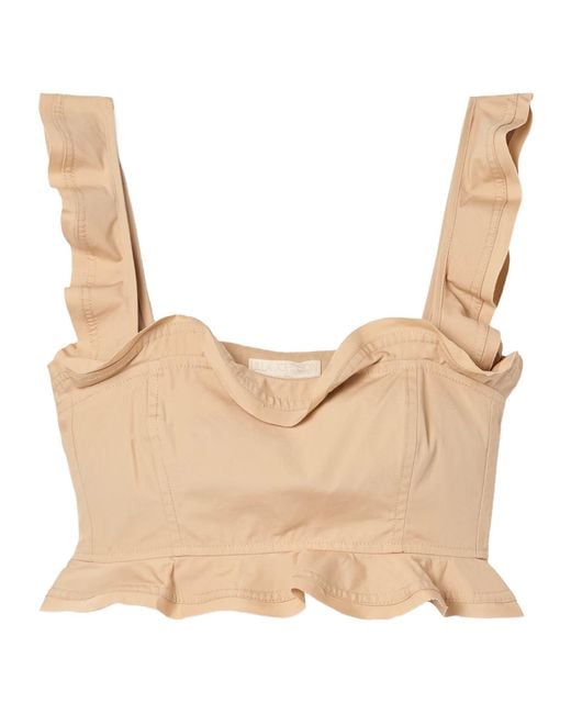 Ulla Johnson Natural Short Top With Ruffled Trim