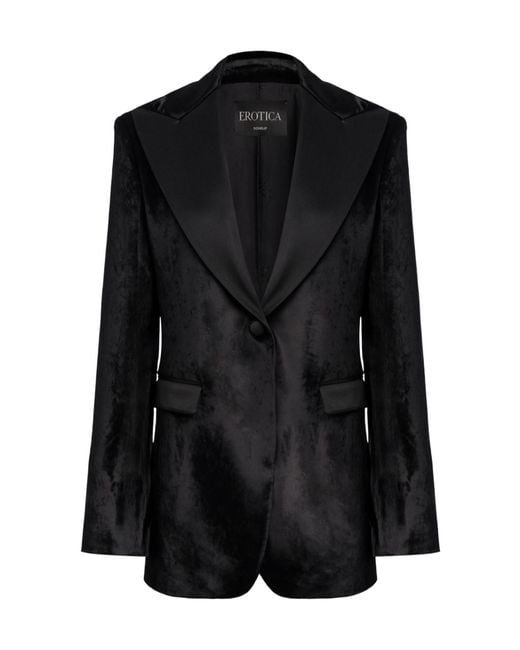 Dondup Black Velvet Peak-Lapel Blazer