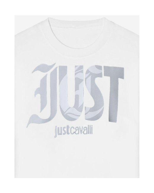 Just Cavalli White Logo Print T-Shirt for men