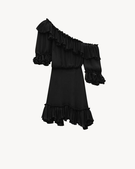 Saint Laurent Black Ruffled Dress
