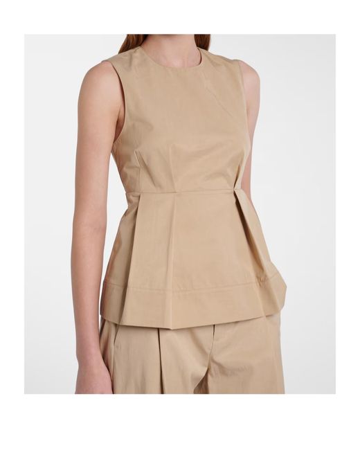 Vince Natural Pleated Peplum Top