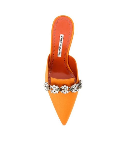 Manolo Blahnik Orange 75Mm Permu Mules