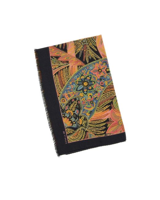 Etro Green Paisley Printed Rectangular Scarf